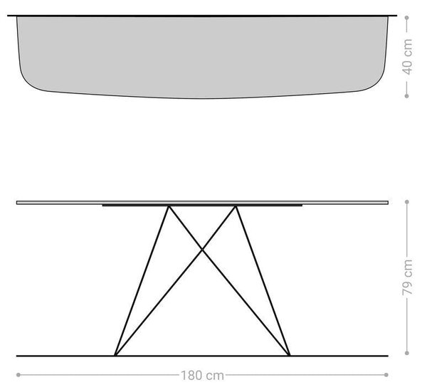 DELIFE Konzolový stůl Edge oválný tvar 180×40 cm keramika Onyx Pearl Velio kov titanová barva