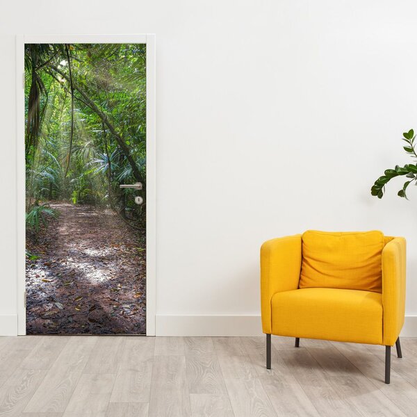 Fototapeta na dveře - Sluneční paprsky v džungli (95x205cm)