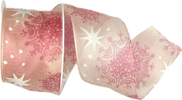 Stuha vánoční organzová SOUTH STAR PINK růžová 40mm x 2m (15,-Kč/m)