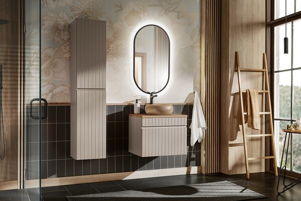 Comad Apollo zrcadlo 50x90 cm oválný s osvětlením černá LUSTRO APOLLO BLACK