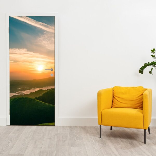 Fototapeta na dveře - Východ slunce nad mořem (95x205cm)