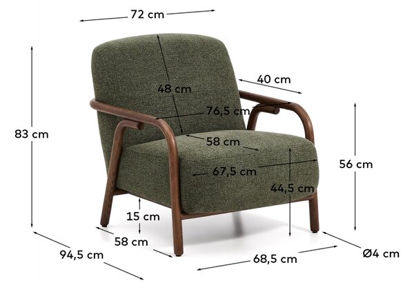 Kave Home Zelené čalouněné křeslo Sylo