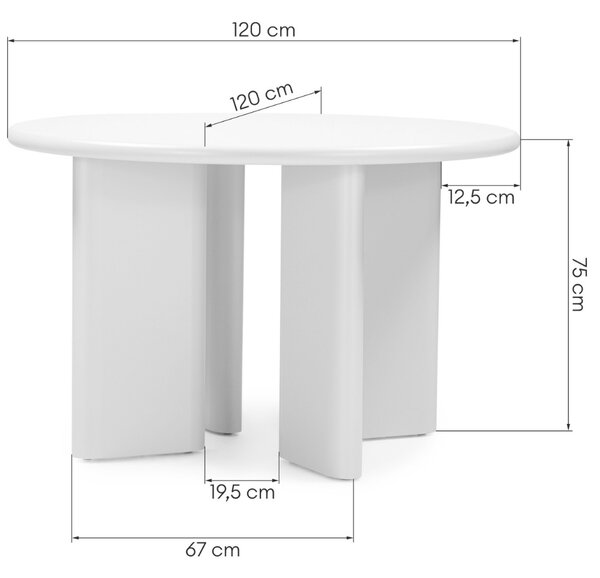 Nova Nook Světle šedý jídelní stůl Moliq 120 cm