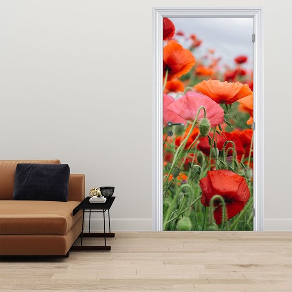 Fototapeta na dveře - Pole vlčích máků (95x205cm)