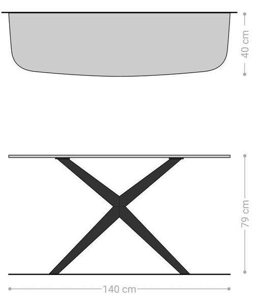 DELIFE Konzolový stůl Edge oválný tvar 140×40 cm keramika Onyx Pearl Estelo kov titanová barva