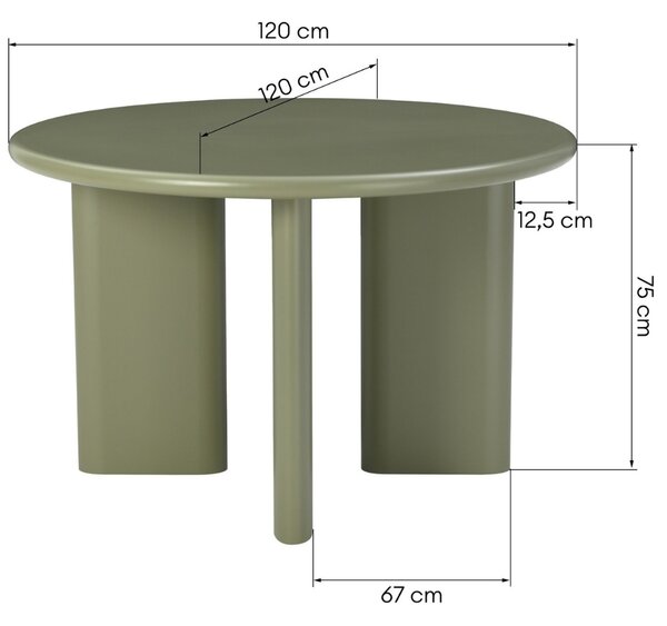 Nova Nook Zelený jídelní stůl Moliq 120 cm