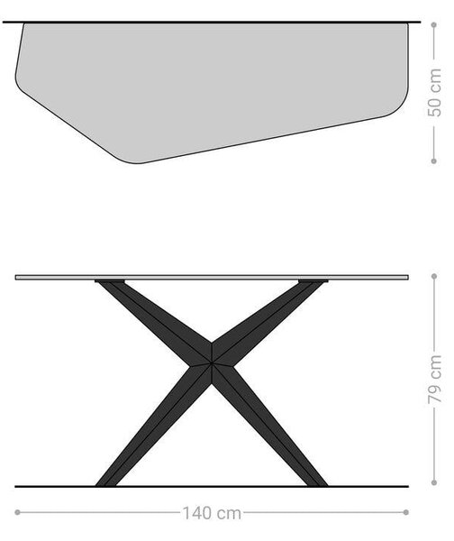 DELIFE Konzolový stůl Edge polygonální 140×50 cm keramika Onyx Pearl Zentharo kov titanová barva