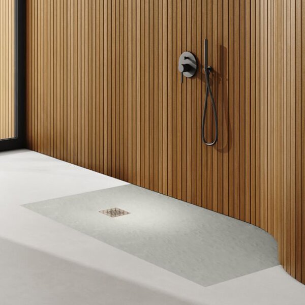 Schedpol Kalait Cement Stone obdélníková sprchová vanička + mřížka 90x70 cm cement 3.3133/CT/ST-M2