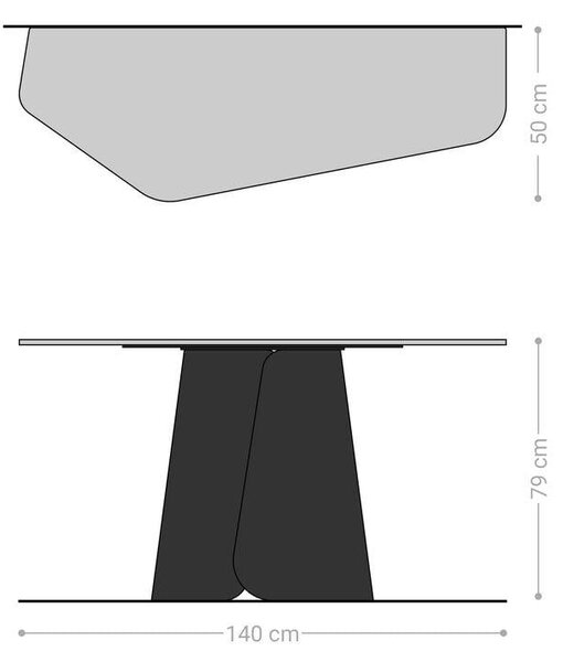 DELIFE Konzolový stůl Edge polygonální 140×50 cm keramika beton šedá Livos kov černá