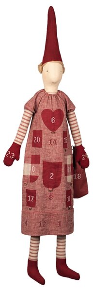 Adventní kalendář skřítek Pixy Girl Red 121 cm