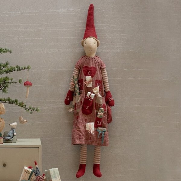Adventní kalendář skřítek Pixy Girl Red 121 cm