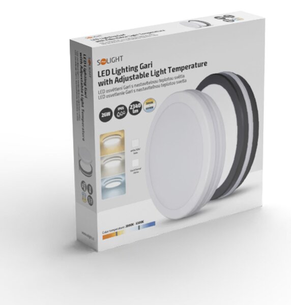 Solight LED osvětlení Gari, 26W, 2340lm, 3CCT, IP65, 30cm, černá WO820-B