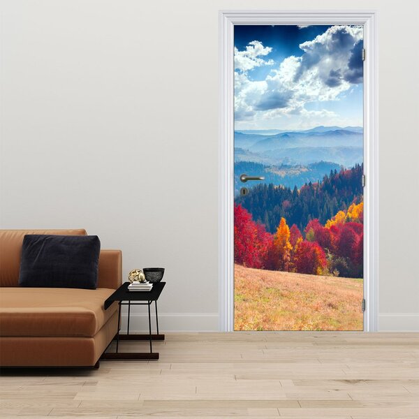 Fototapeta na dveře - Barevná podzimní krajina (95x205cm)
