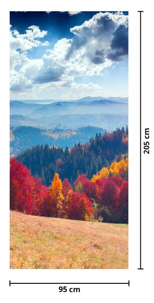 Fototapeta na dveře - Barevná podzimní krajina (95x205cm)