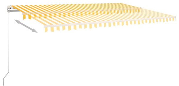Ručně zatahovací markýza s LED světlem 500 x 350 cm žlutobílá
