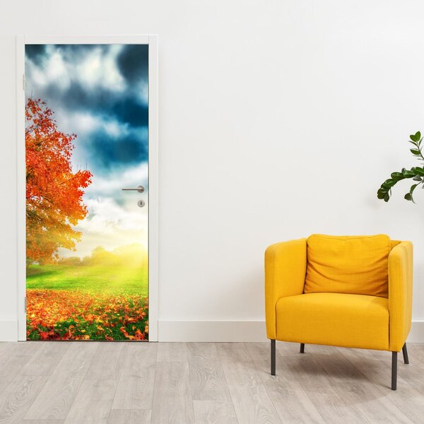 Fototapeta na dveře - Krajina zalitá slunečním svitem (95x205cm)