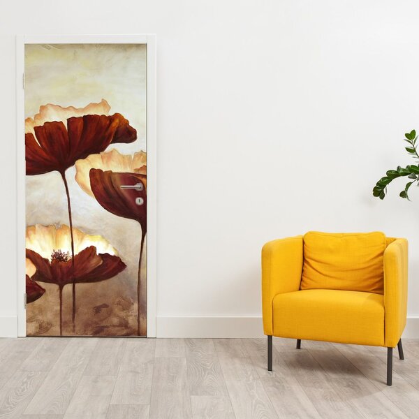 Fototapeta na dveře - Červené květiny (95x205cm)
