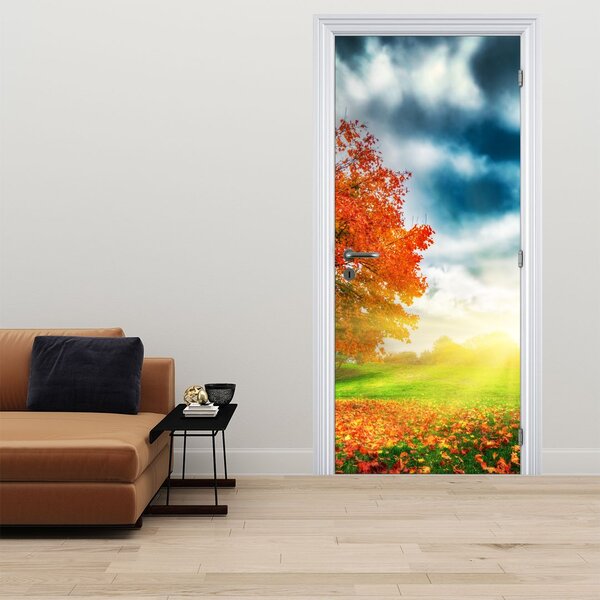 Fototapeta na dveře - Krajina zalitá slunečním svitem (95x205cm)