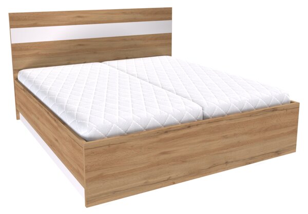 Dvoulůžko MIA s lamelovými rošty Šířka 160 cm, Bílá, LED pásek v čele: bez LED pásku