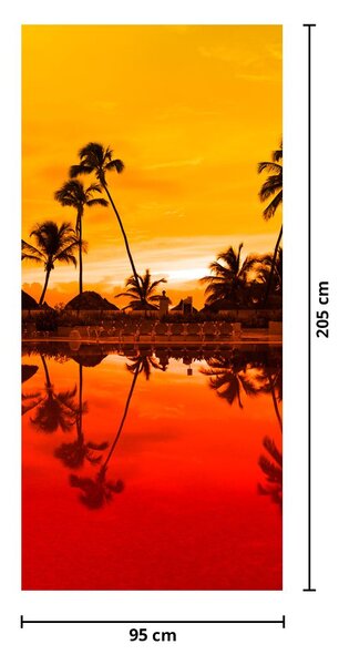 Fototapeta na dveře - Západ slunce nad resortem (95x205cm)