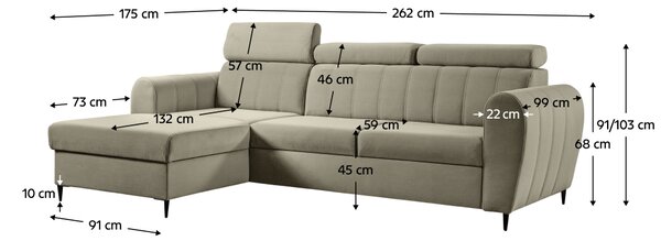 KONDELA Rozkládací sedací souprava, béžová, levá, KORIO MINI