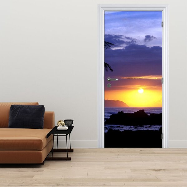 Fototapeta na dveře - Západ slunce nad mořem (95x205cm)