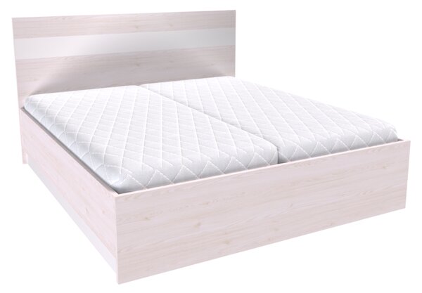 Dvoulůžko MIA s lamelovými rošty Šířka 160 cm, Bílá, LED pásek v čele: bez LED pásku