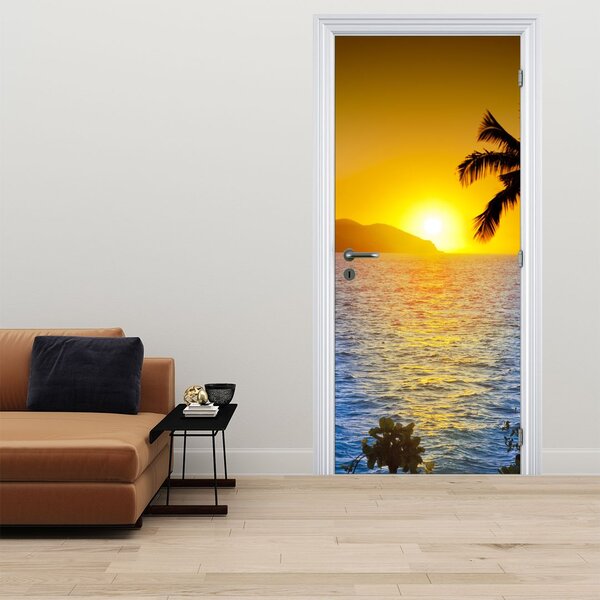 Fototapeta na dveře - Západ slunce nad mořem (95x205cm)