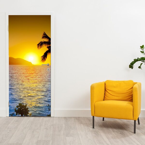 Fototapeta na dveře - Západ slunce nad mořem (95x205cm)
