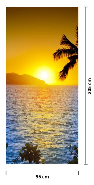 Fototapeta na dveře - Západ slunce nad mořem (95x205cm)