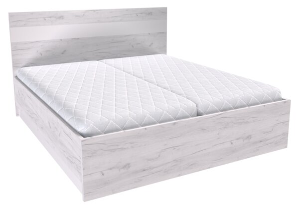 Dvoulůžko MIA s lamelovými rošty Šířka 160 cm, Bílá, LED pásek v čele: bez LED pásku