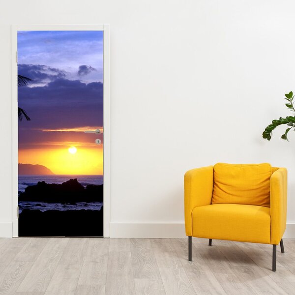 Fototapeta na dveře - Západ slunce nad mořem (95x205cm)