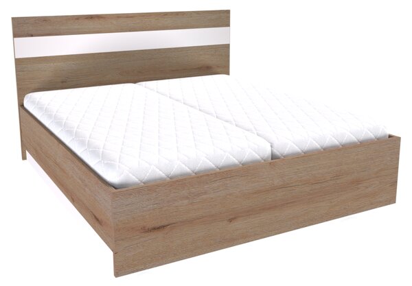 Dvoulůžko MIA s lamelovými rošty Šířka 160 cm, Bílá, LED pásek v čele: bez LED pásku