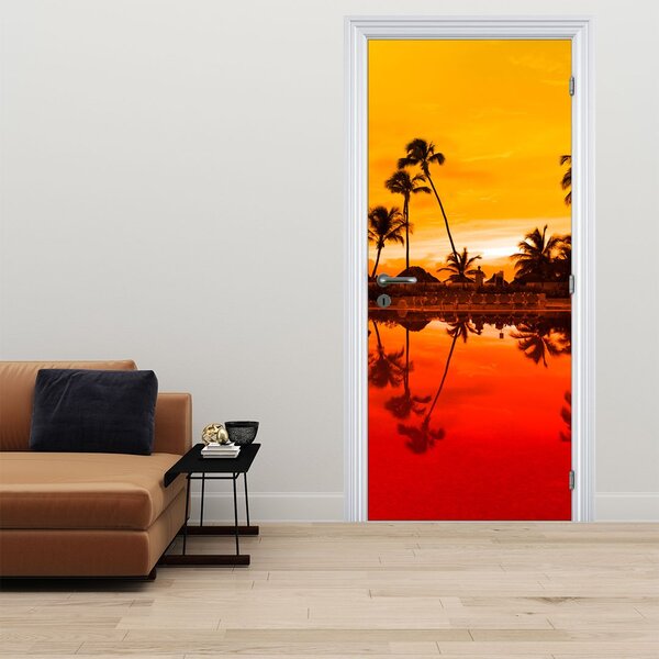 Fototapeta na dveře - Západ slunce nad resortem (95x205cm)