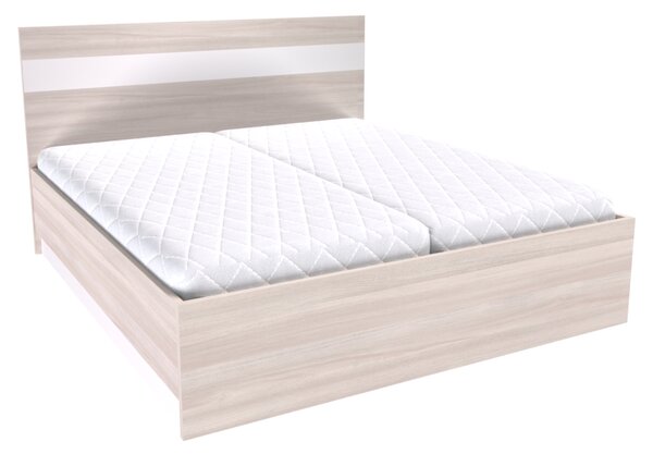Dvoulůžko MIA s lamelovými rošty Šířka 160 cm, Bílá, LED pásek v čele: bez LED pásku