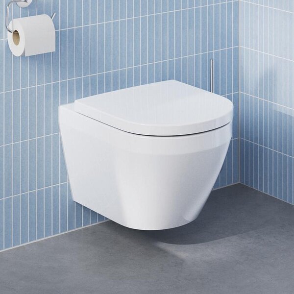 Grohe Euro Ceramic wc mísa se sedátkem s pomalým sklápěním závěsná bez splachovacího kruhu s vírovým splachováním bílá lesk 102510SH00