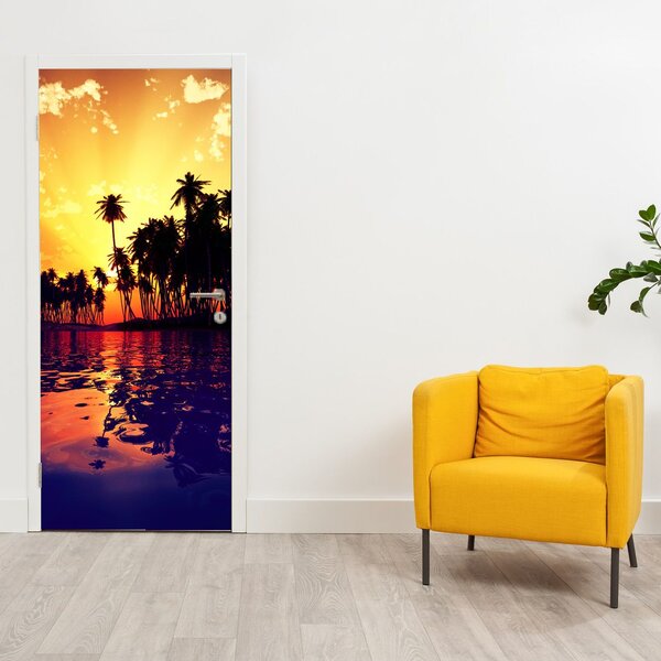Fototapeta na dveře - Ostrov při západu slunce (95x205cm)