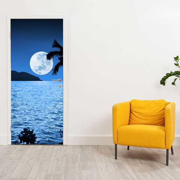 Fototapeta na dveře - Měsíc nad mořskou hladinou (95x205cm)