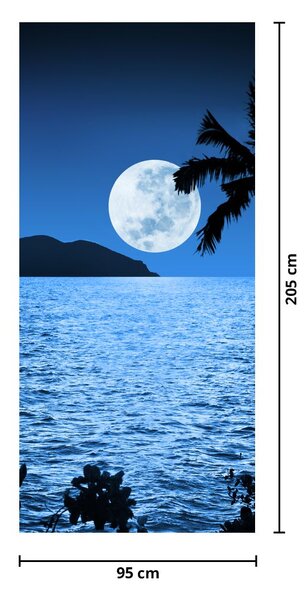 Fototapeta na dveře - Měsíc nad mořskou hladinou (95x205cm)