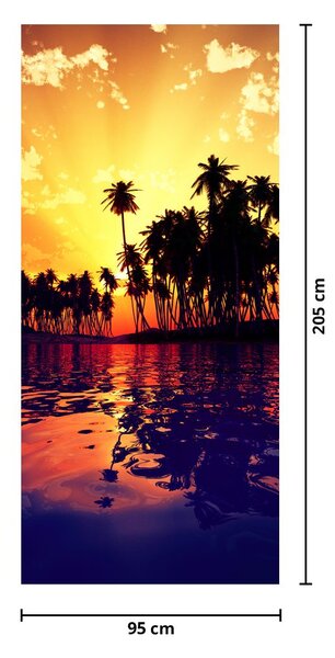 Fototapeta na dveře - Ostrov při západu slunce (95x205cm)