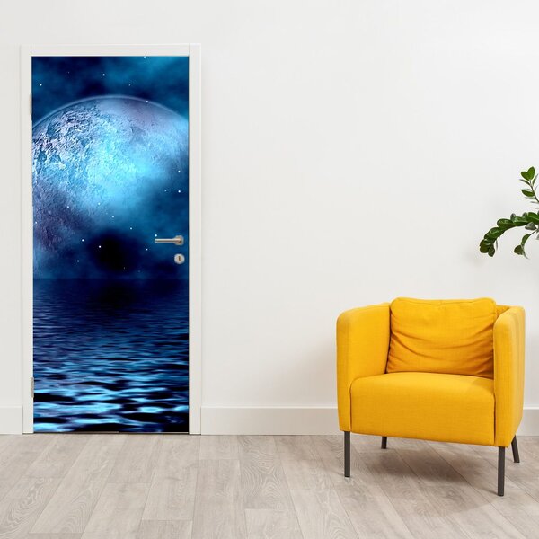 Fototapeta na dveře - Měsíc nad hladinou moře (95x205cm)