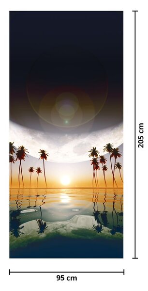 Fototapeta na dveře - Měsíc nad palmami (95x205cm)
