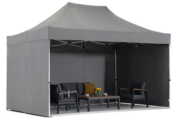 Antracitový zahradní stan Manta 3 x 4,4 m se závěsy Garden Point