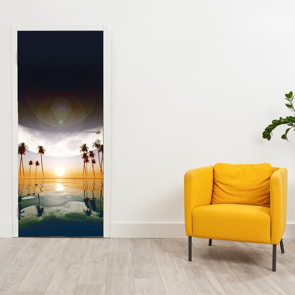 Fototapeta na dveře - Měsíc nad palmami (95x205cm)