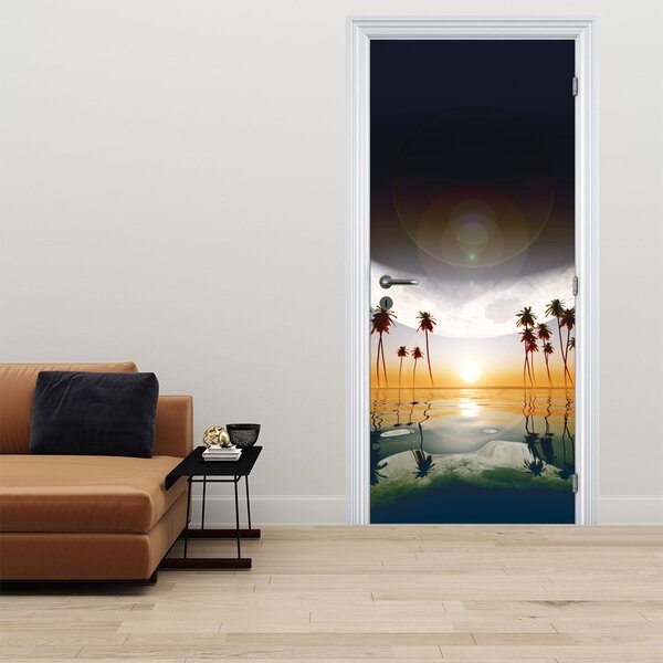 Fototapeta na dveře - Měsíc nad palmami (95x205cm)