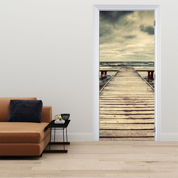 Fototapeta na dveře - Dřevěné molo na moři (95x205cm)