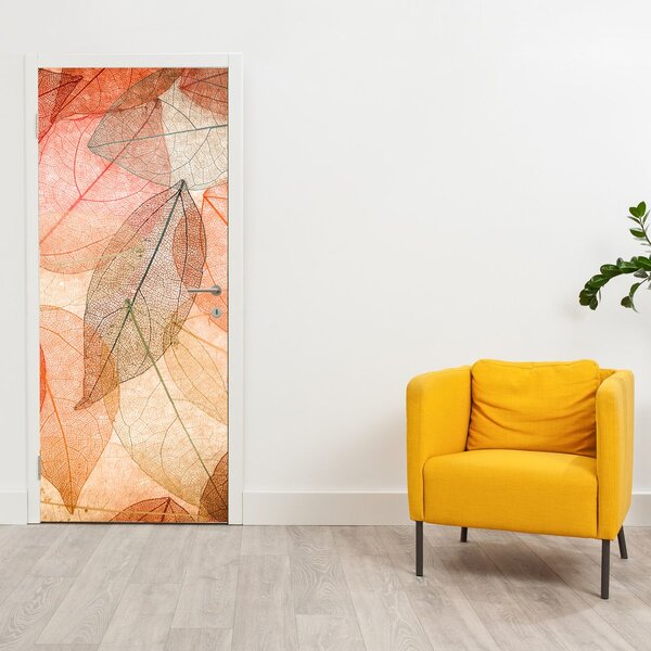 Fototapeta na dveře - Malované podzimní listí (95x205cm)