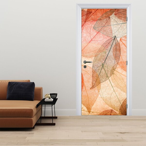 Fototapeta na dveře - Malované podzimní listí (95x205cm)