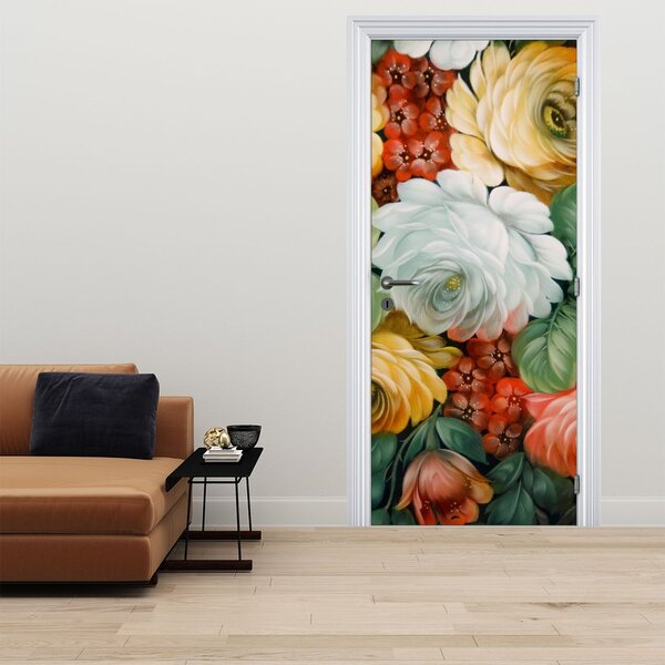 Fototapeta na dveře - Malovaná kytice květin (95x205cm)