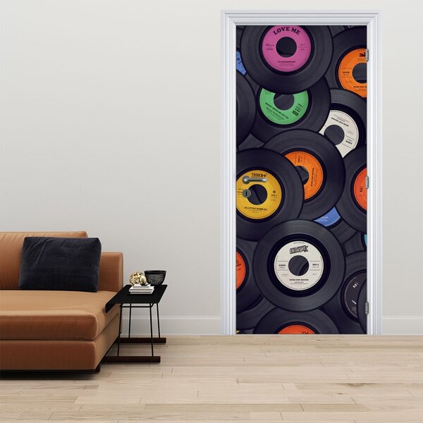 Fototapeta na dveře - Hudební gramofonové desky (95x205cm)